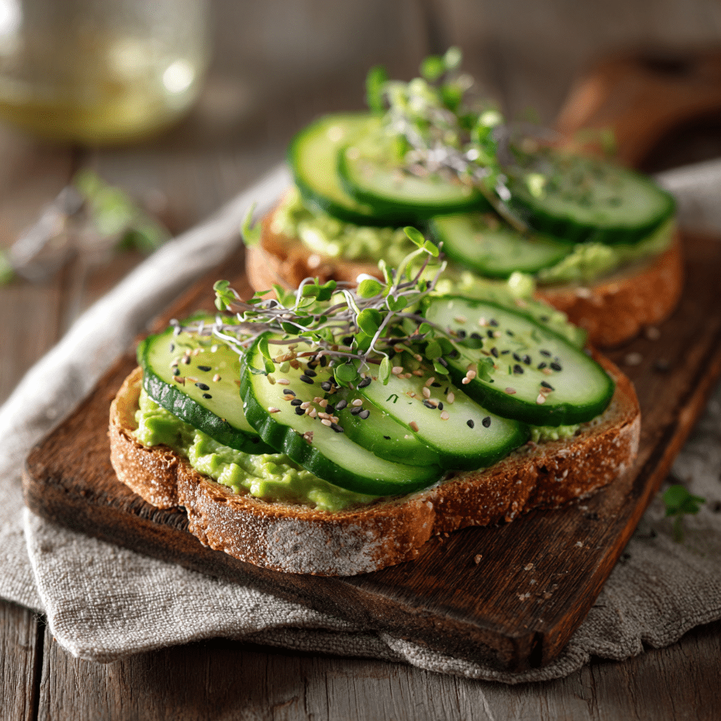 Creamy Avocado Cucumber Toast Recipe - Recipe Image