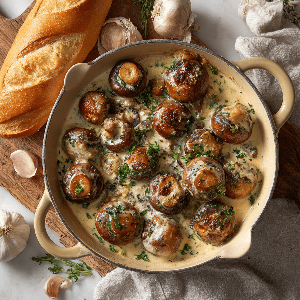 Creamy Garlic Mushrooms Recipe - Recipe Image
