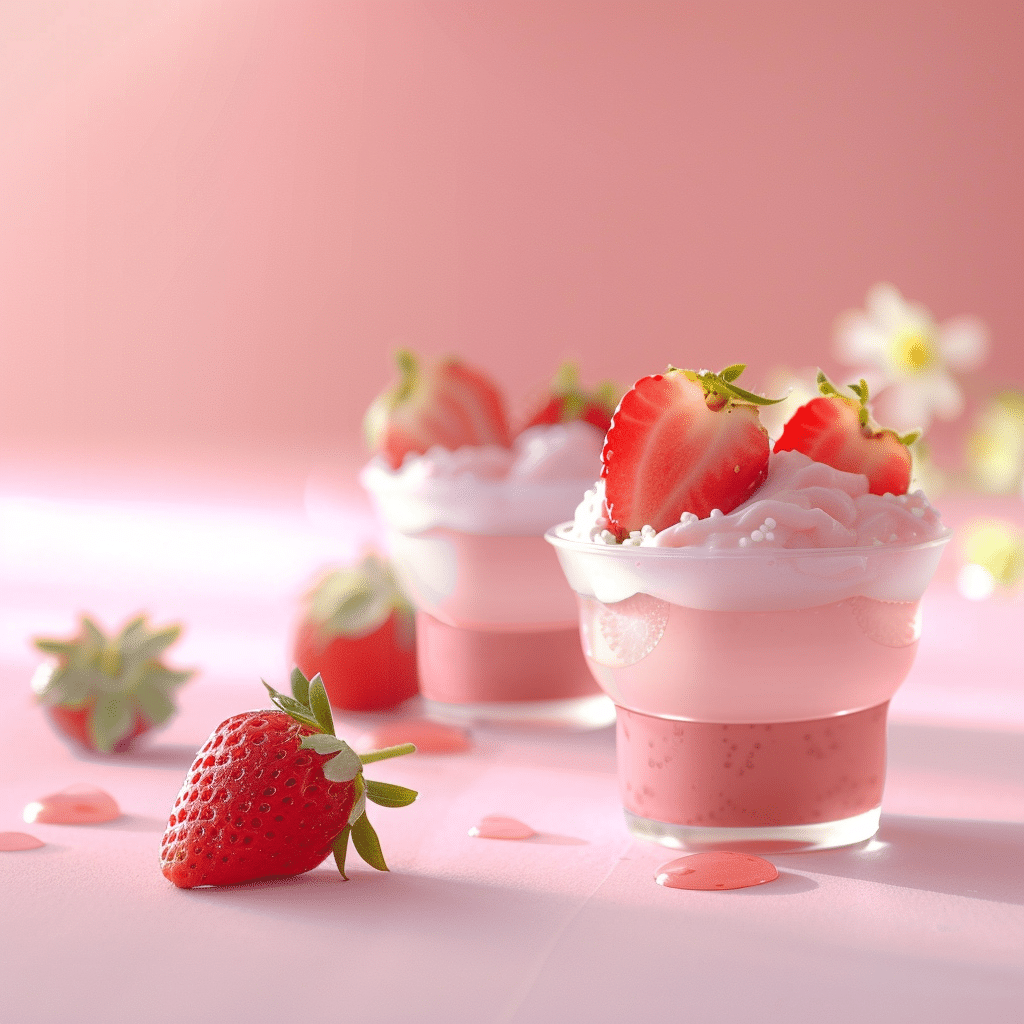 Strawberry Milk Jelly Cups Recipe - Recipe Image