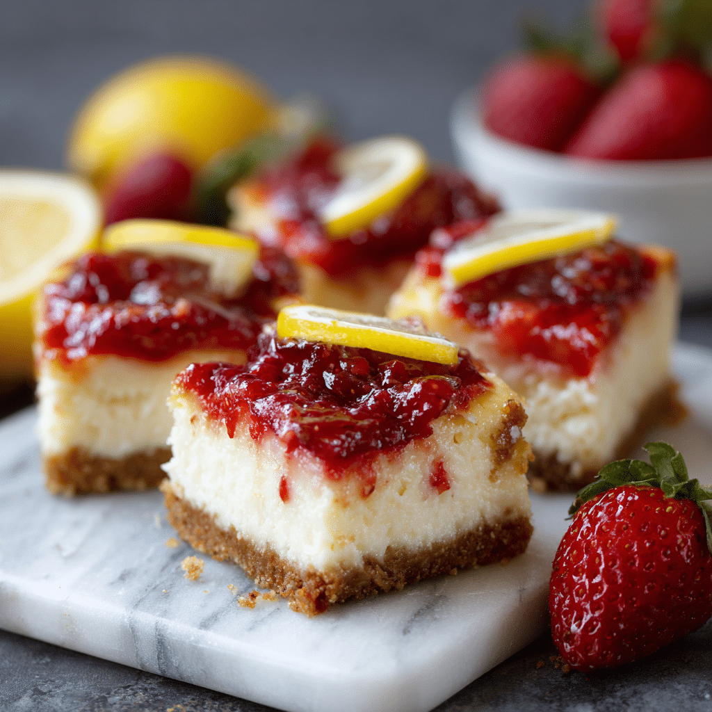 Strawberry Lemon Cheesecake Bars: Sweet & Tangy Delight - Recipe Image