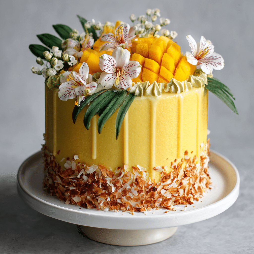 Tropical Mango Coconut Cake: Island Paradise - Recipe Image