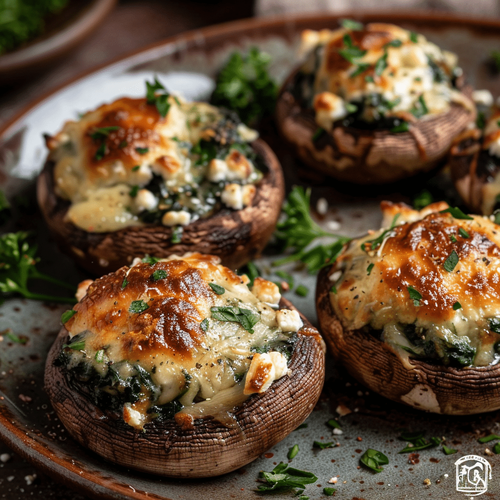 Spinach and Feta Stuffed Mushrooms Recipe - Recipe Image