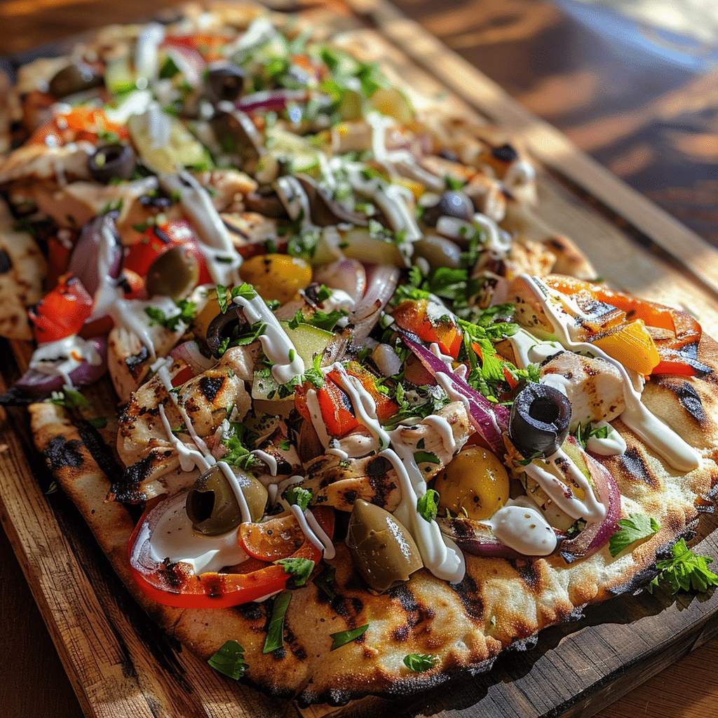 Mediterranean Chicken Flatbread Recipe - Recipe Image