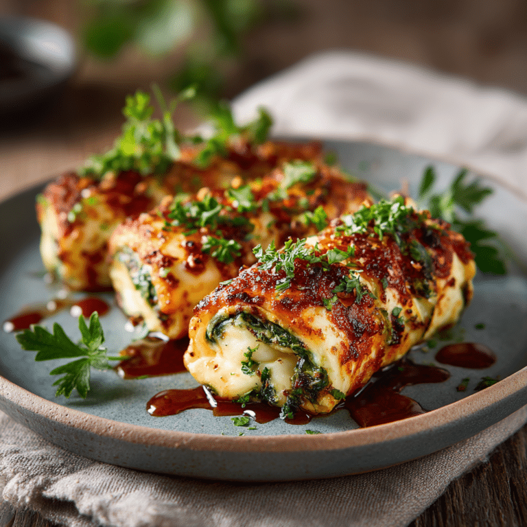 Baked Halloumi & Spinach Rolls with Chili Maple Glaze Recipe