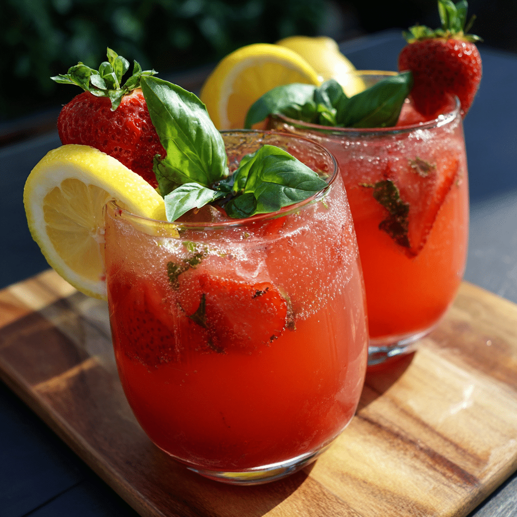 Strawberry Basil Lemonade: Fresh & Herbaceous Recipe - Recipe Image