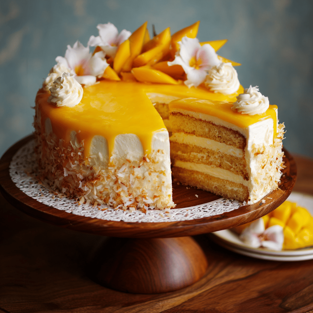 Tropical Mango Coconut Cake: Island Paradise - Recipe Image