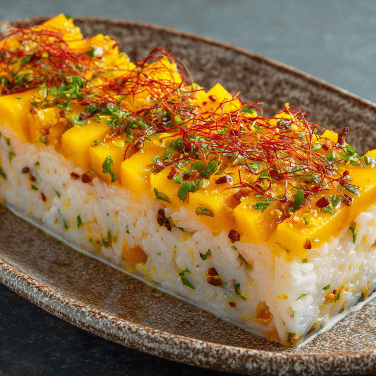 Mango Coconut Rice Terrine with Chili Threads Recipe
