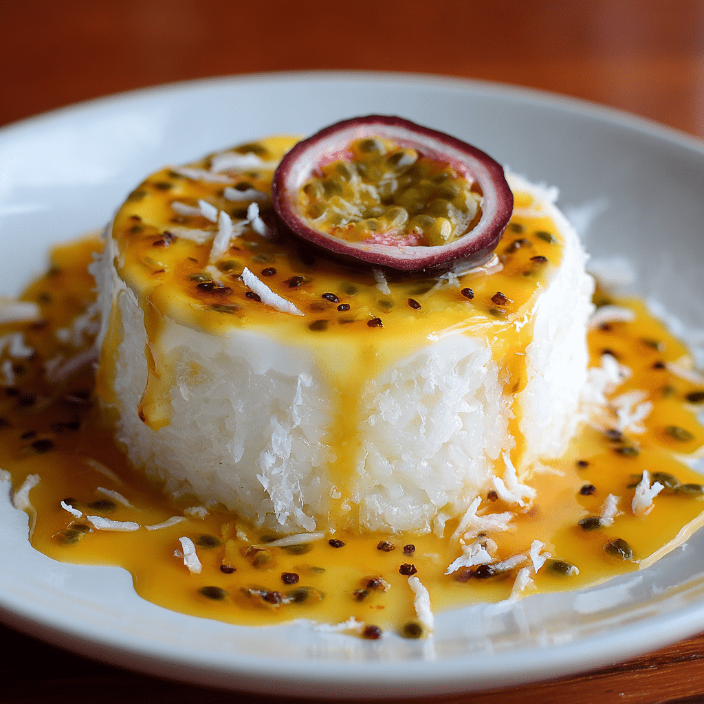 Coconut Rice Espuma with Passion Fruit Reduction Recipe - Recipe Image
