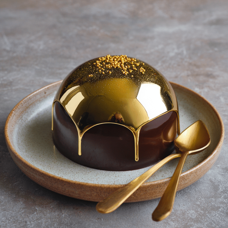 Chocolate Dome with Gold Mirror Glaze Recipe