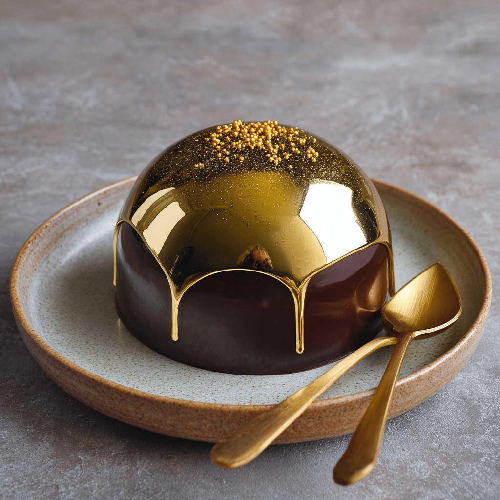 Chocolate Dome with Gold Mirror Glaze Recipe