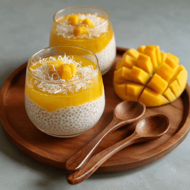 Coconut Tapioca Pearl Dessert with Mango Gel Recipe