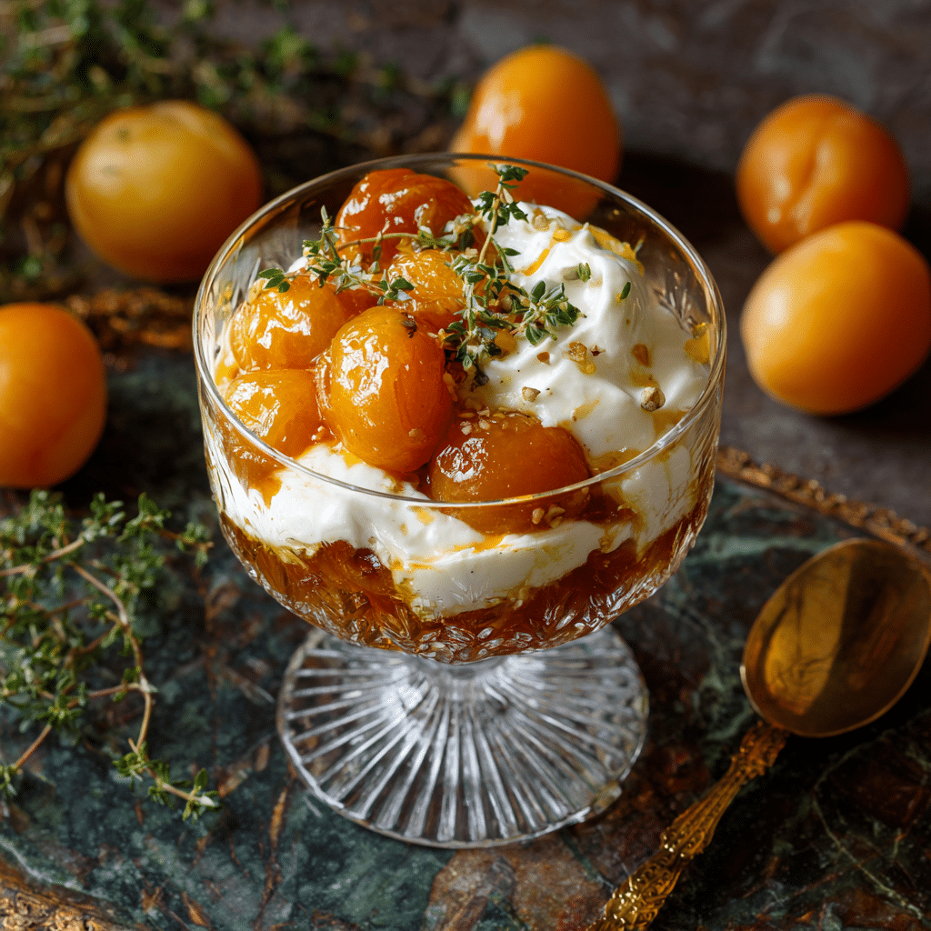 Apricot Thyme Compote with Mascarpone Cream Recipe - Recipe Image