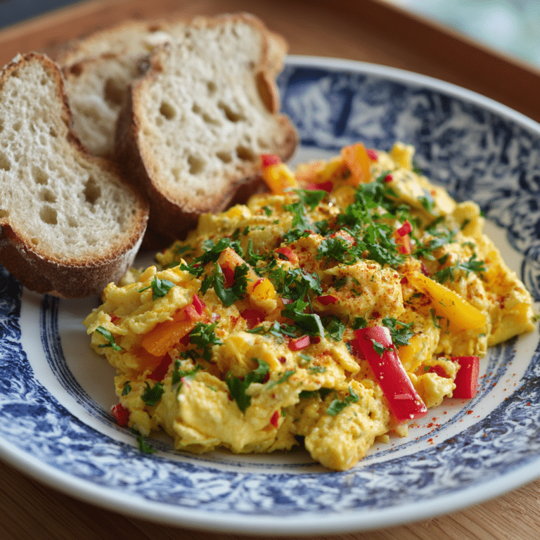Scrambled Eggs with Vegetables + Bread Recipe