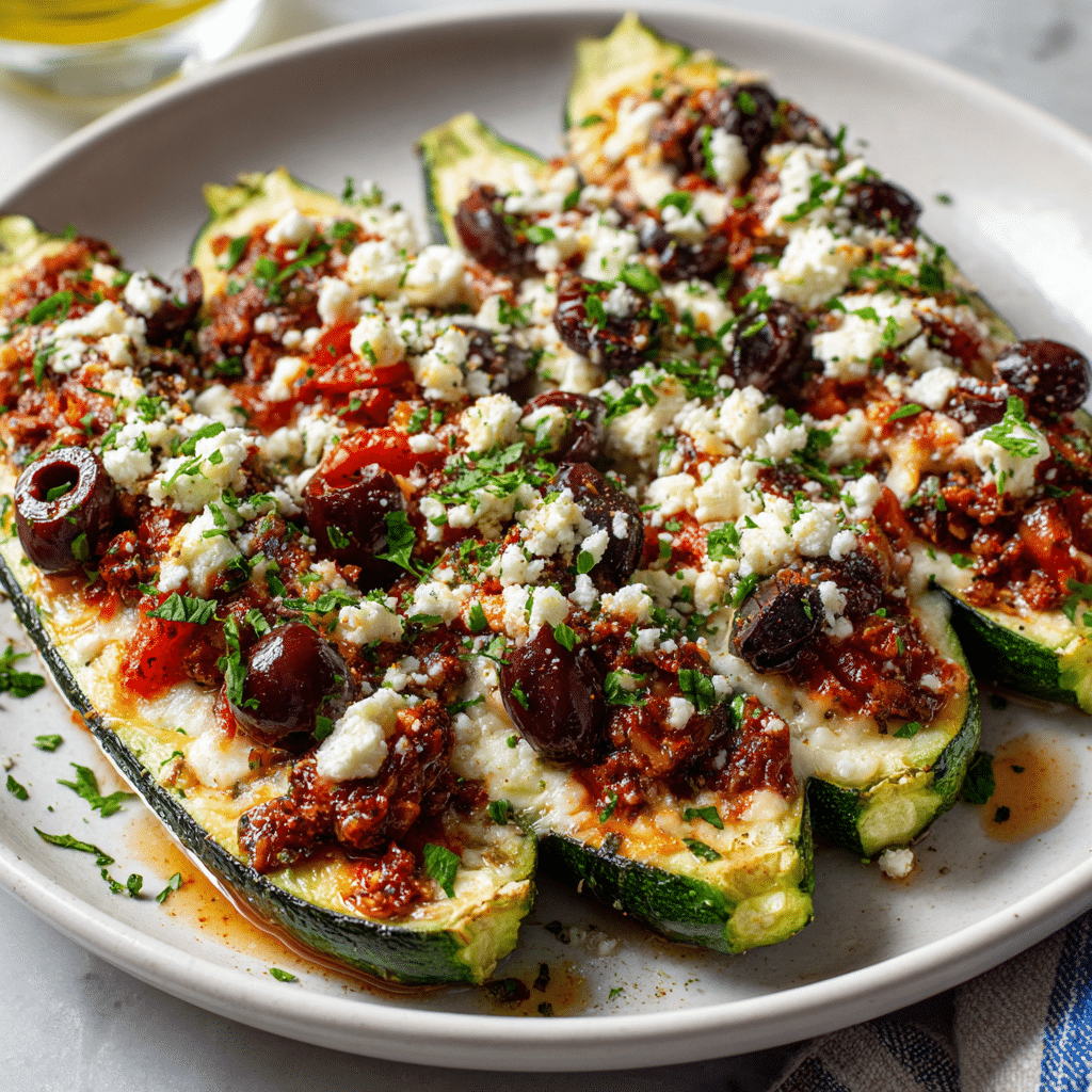 Mediterranean Stuffed Zucchini Boats Recipe - Recipe Image