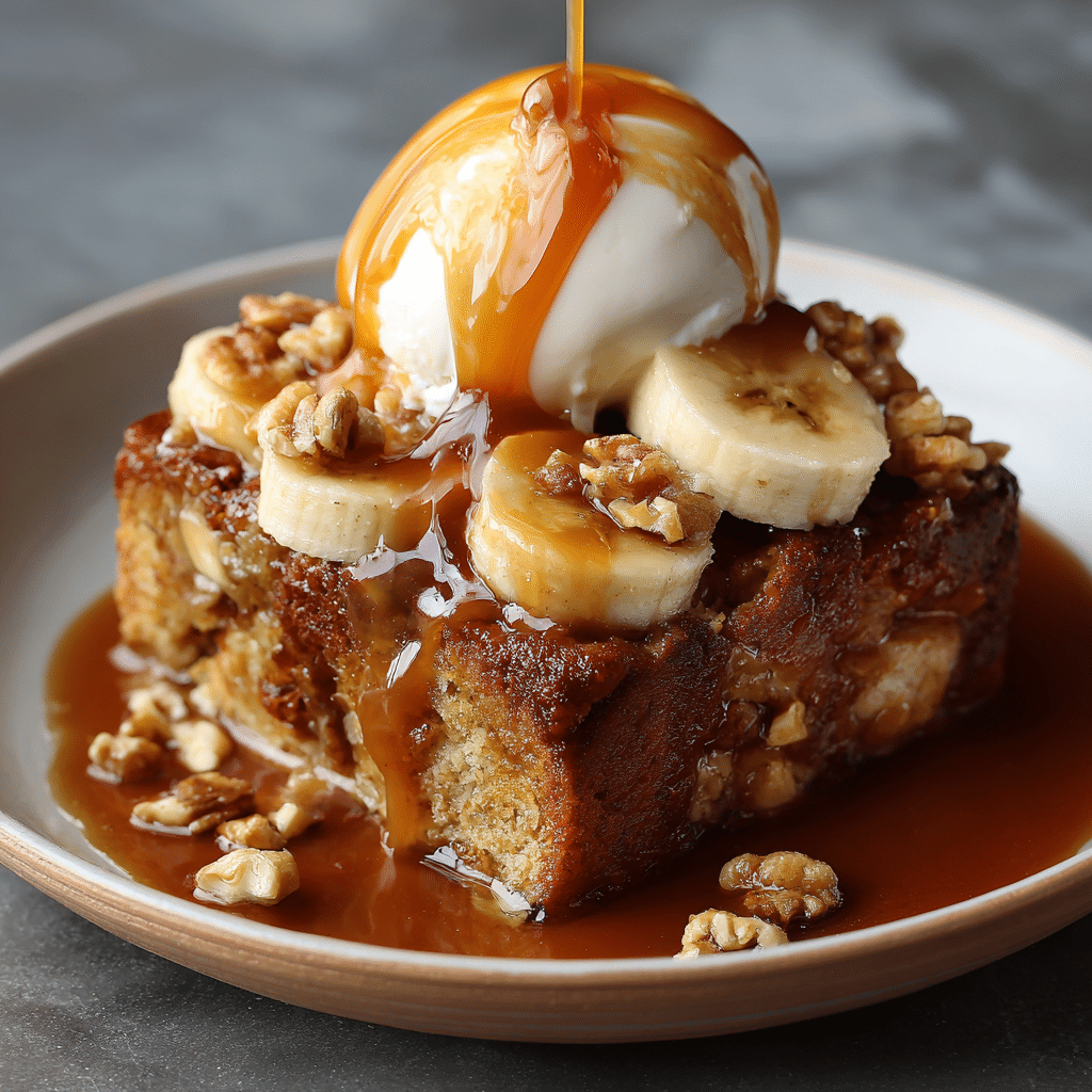Caramel Banana Bread Pudding Recipe
