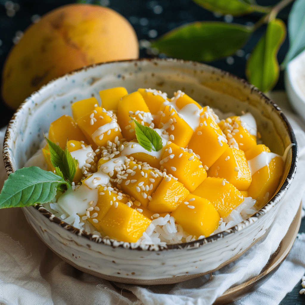 Mango Sticky Rice Breakfast Bowl with Coconut Cream Recipe - Recipe Image