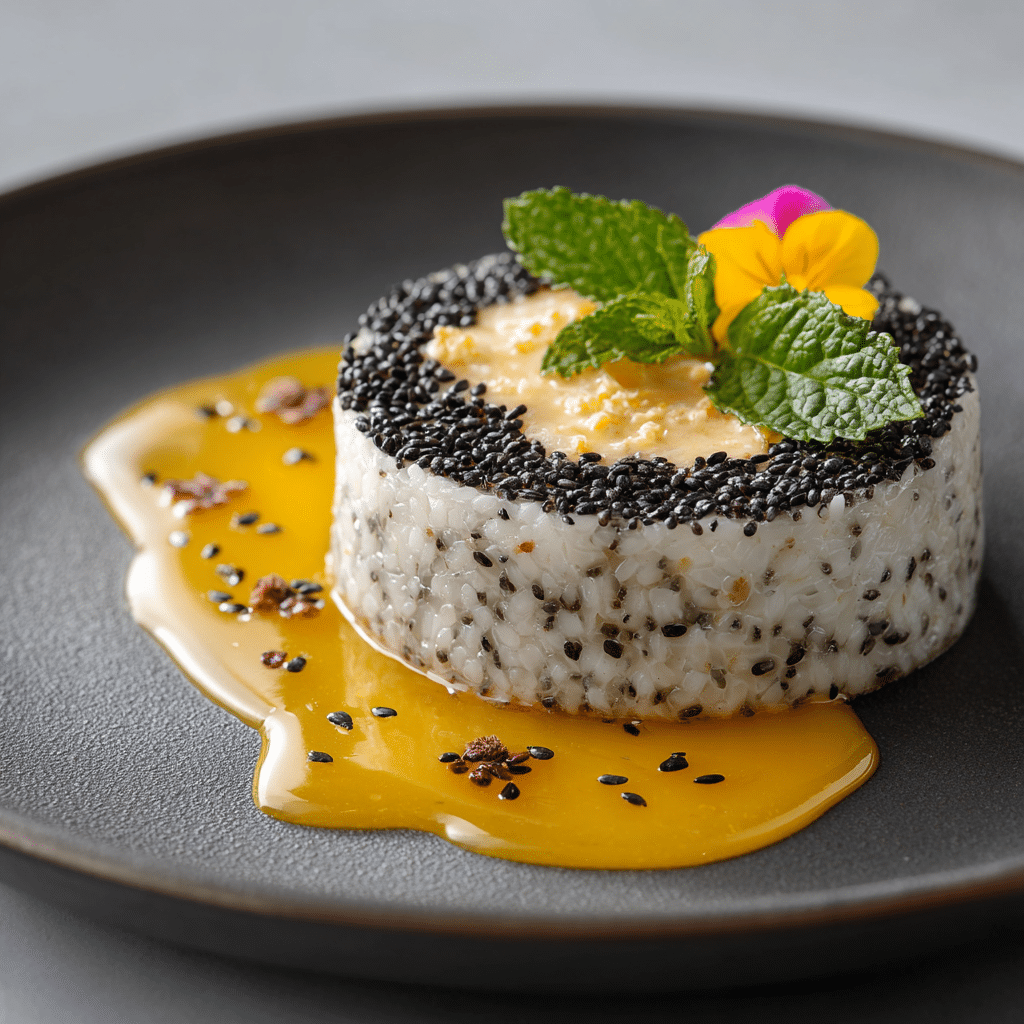 Black Sesame Rice Crémeux with Yuzu Gel Recipe - Recipe Image
