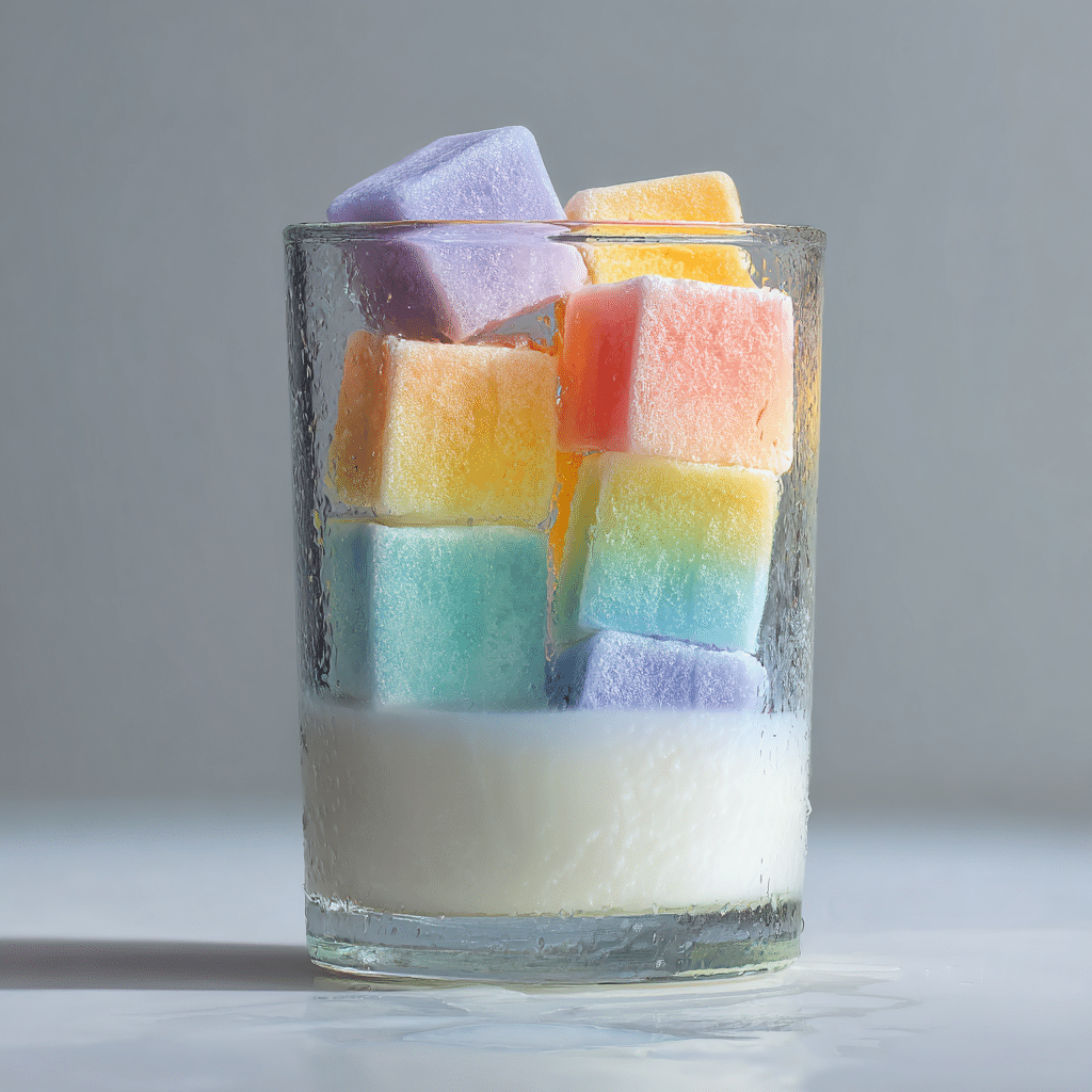Frozen Rainbow Milk Cubes Drink Recipe - Recipe Image