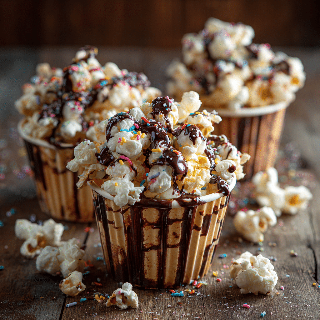 Chocolate Drizzle Popcorn Cups Recipe - Recipe Image