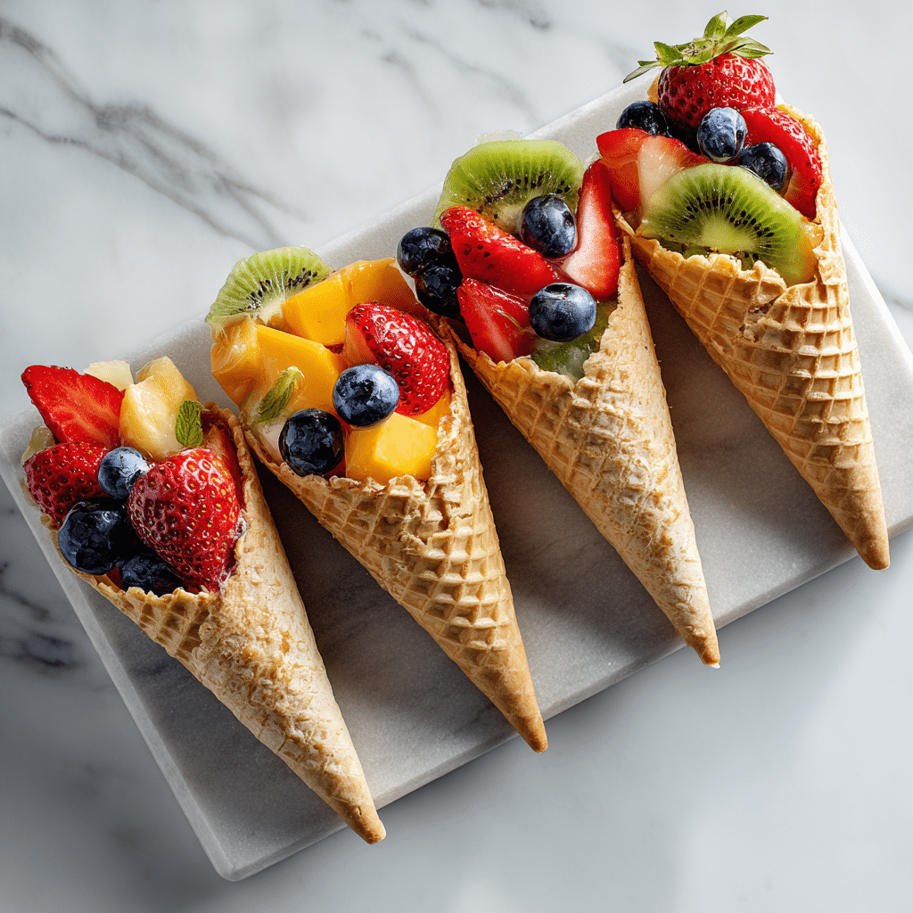 Mini Fruit Waffle Cones Recipe - Recipe Image