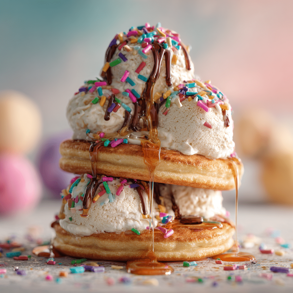Mini Pancake Ice Cream Sandwich Stacks Recipe - Recipe Image