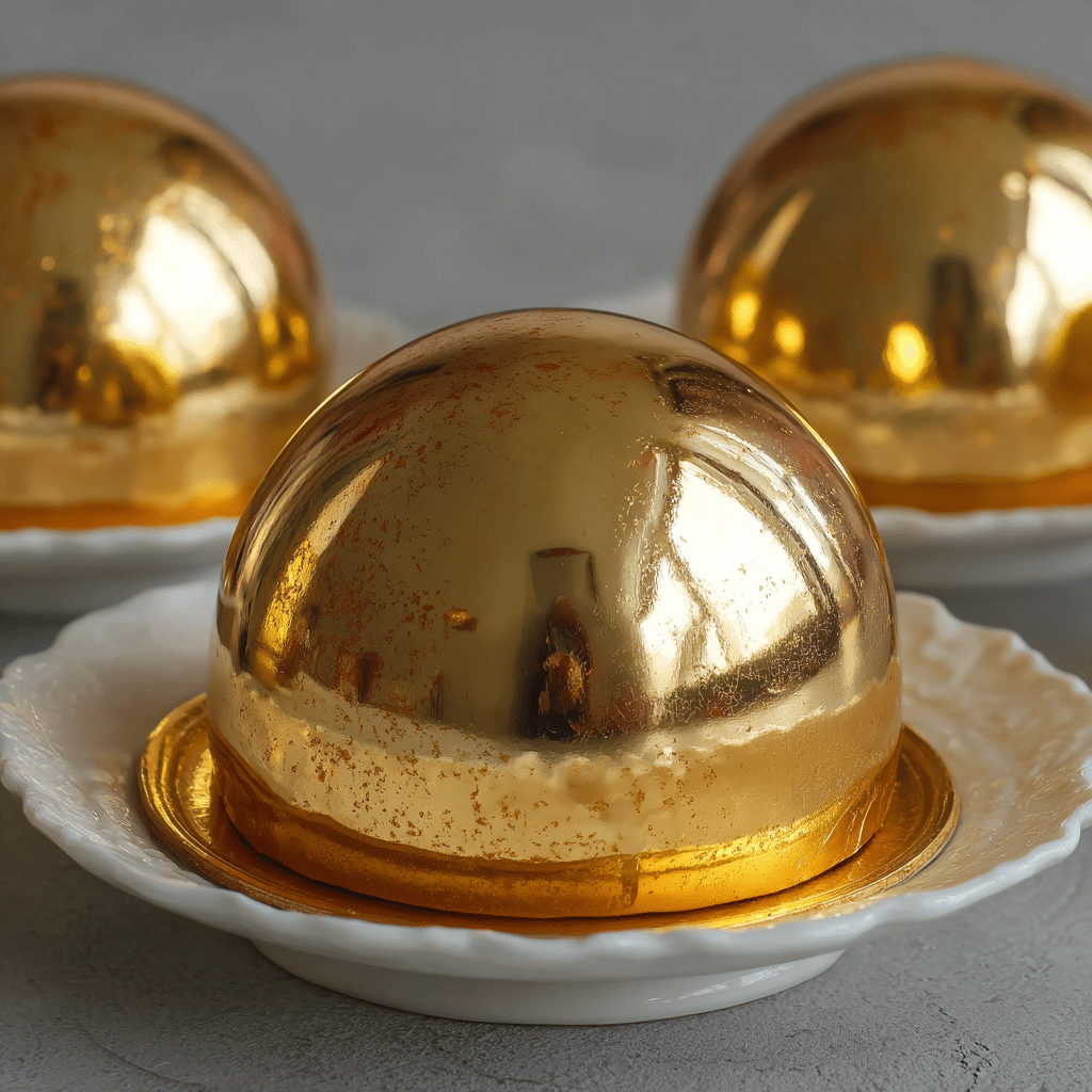Chocolate Dome with Gold Mirror Glaze Recipe - Recipe Image