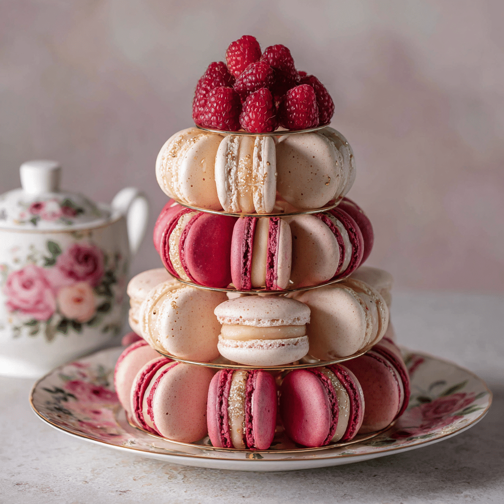 Rose Raspberry Macaron Tower Recipe - Recipe Image