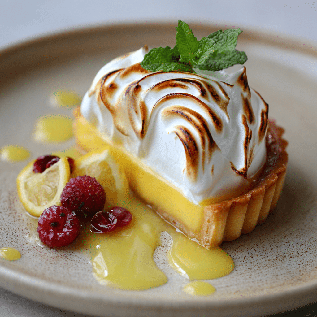 Lemon Curd Tart with Torched Italian Meringue Recipe - Recipe Image