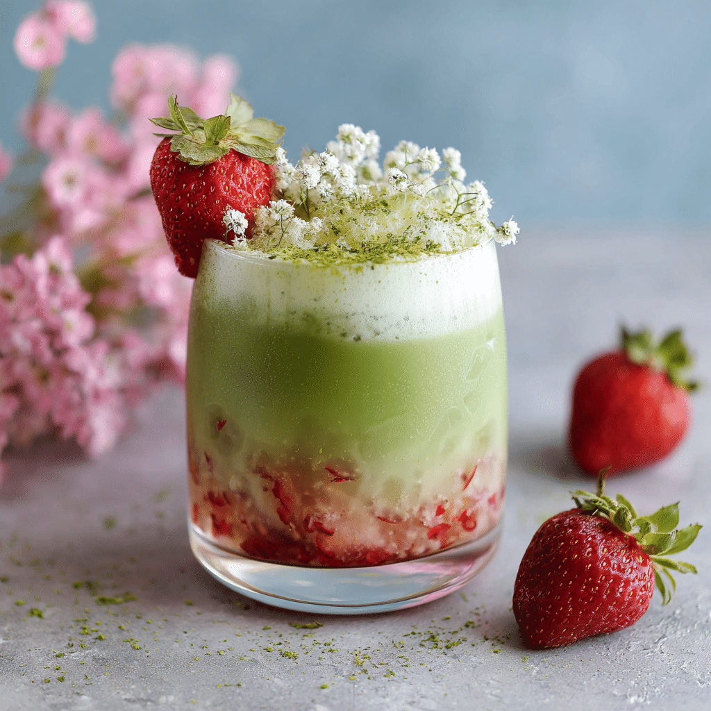 Strawberry Matcha Cloud Drink Recipe - Recipe Image