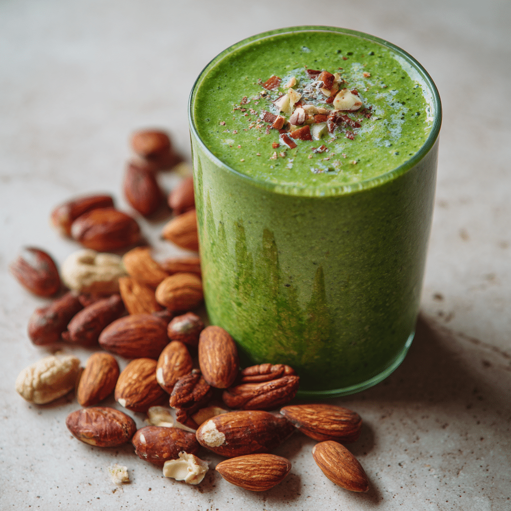 Green Smoothie + Nuts Recipe - Recipe Image