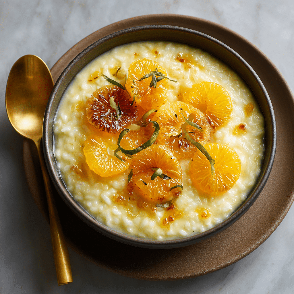 Olive Oil Rice Custard with Citrus Segments Recipe - Recipe Image