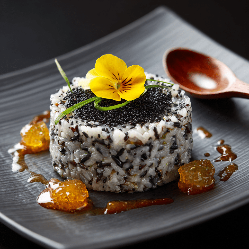 Black Sesame Rice Crémeux with Yuzu Gel Recipe - Recipe Image
