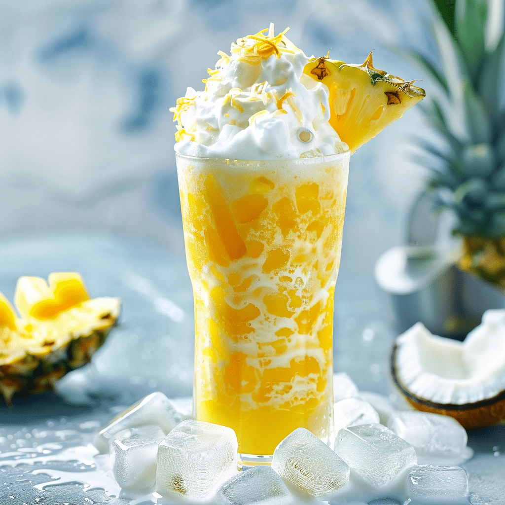 Pineapple Coconut Foam Drink Recipe - Recipe Image