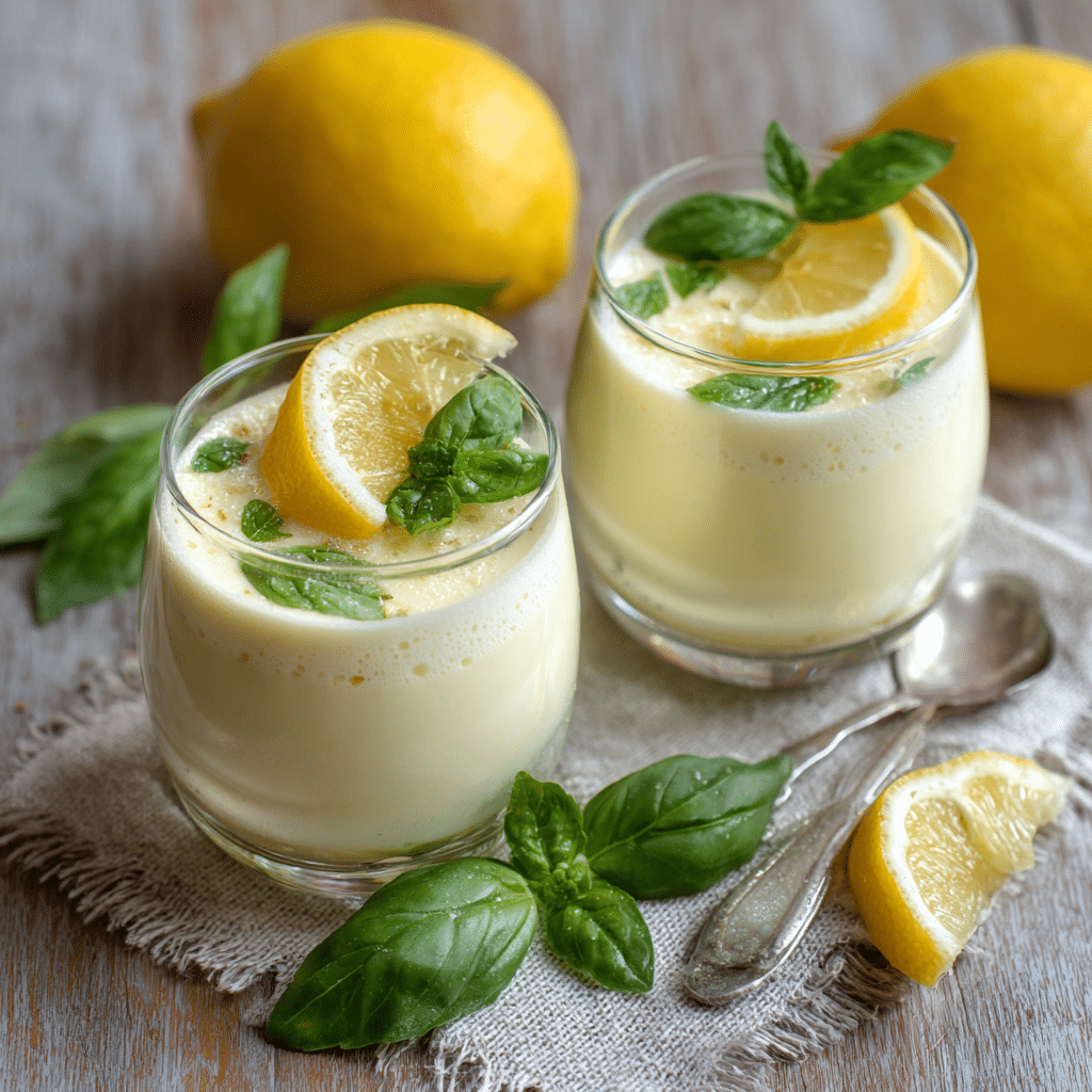 Lemon Basil Posset in Glasses Recipe - Recipe Image
