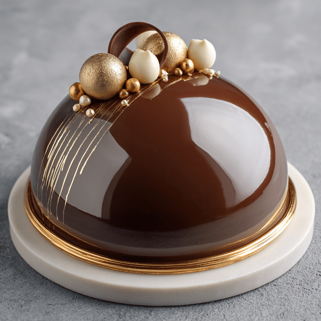 Chocolate Dome with Gold Mirror Glaze Recipe - Recipe Image