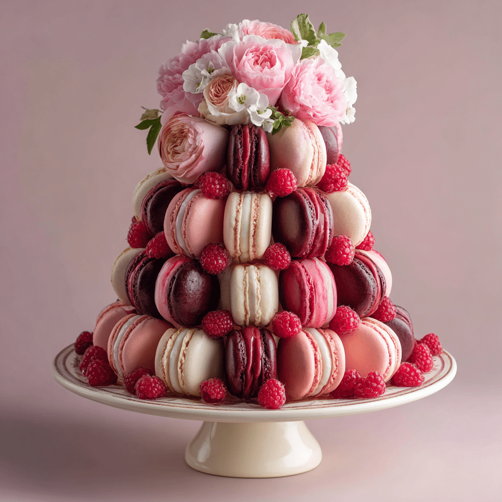 Rose Raspberry Macaron Tower Recipe - Recipe Image