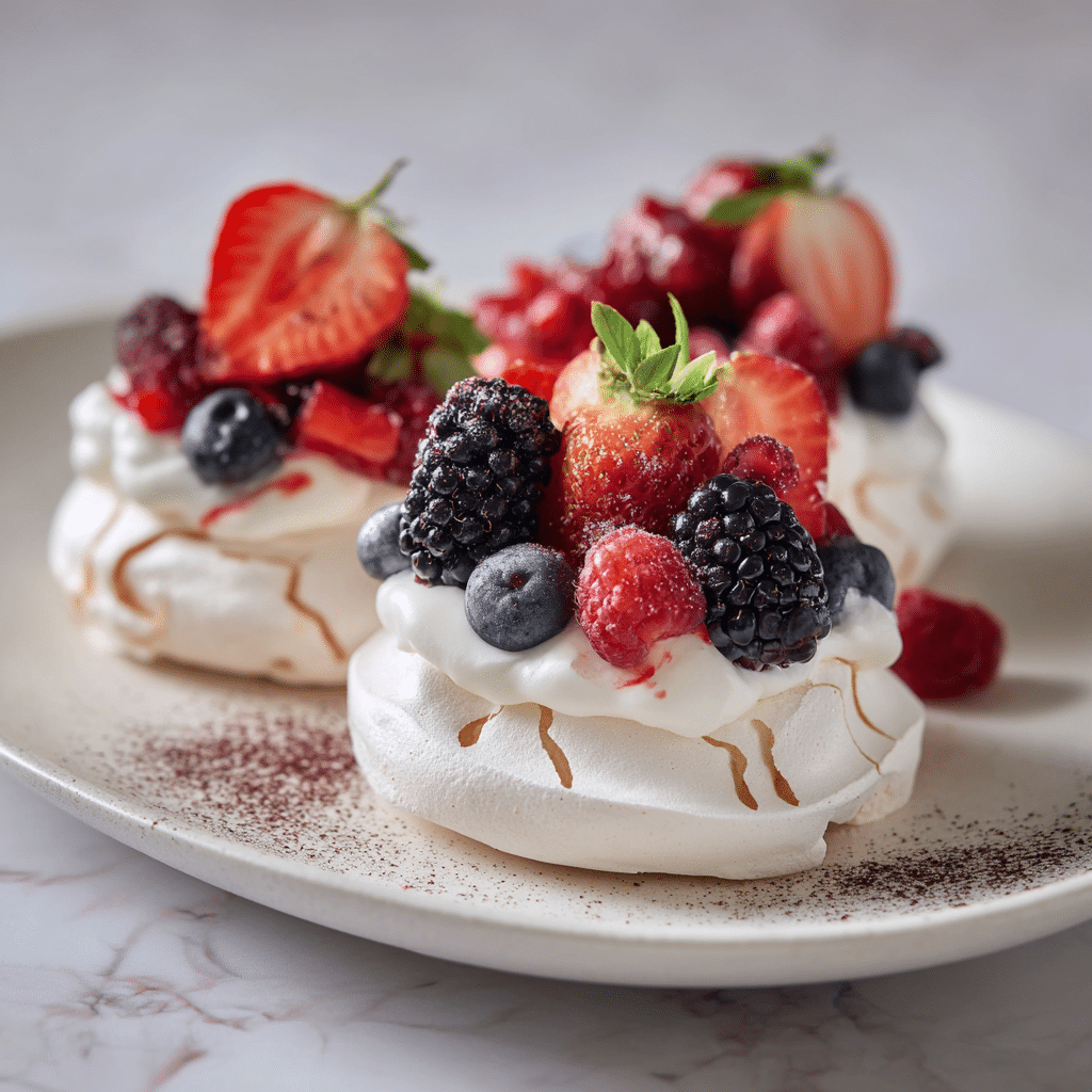 Mini Pavlova with Seasonal Berries Recipe - Recipe Image