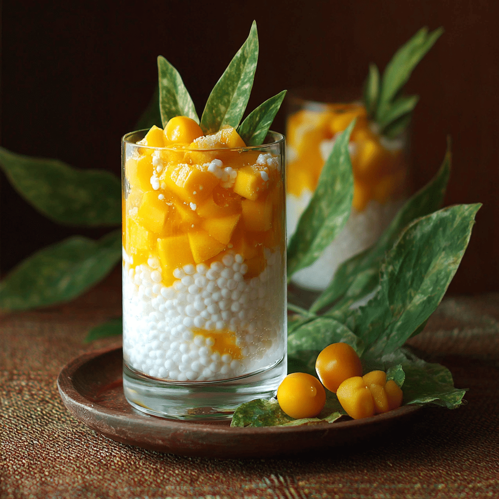 Coconut Tapioca Pearl Dessert with Mango Gel Recipe - Recipe Image