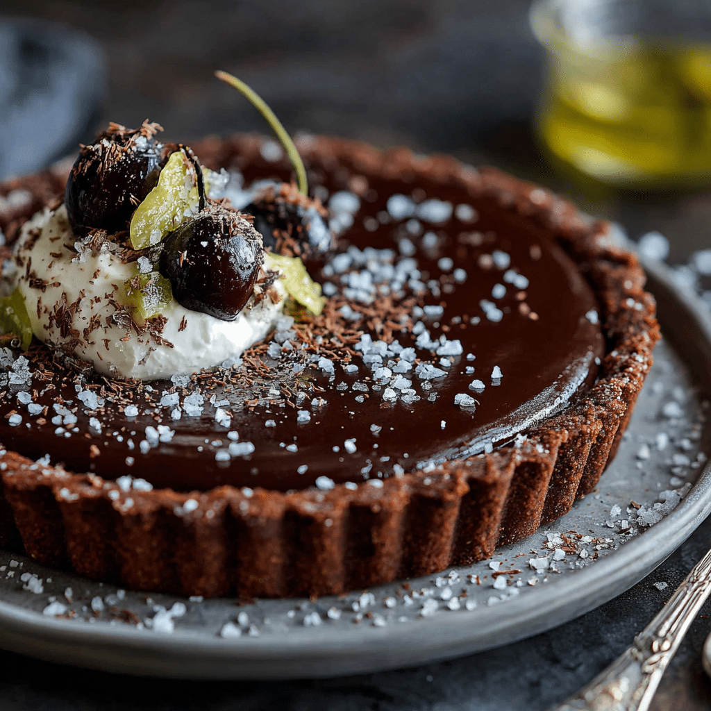 Dark Chocolate Tart with Olive Oil & Sea Salt Recipe - Recipe Image