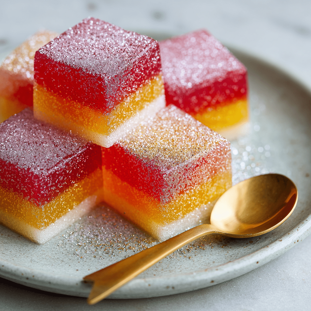 Lemon Gel Cube with Sugar Dust Recipe - Recipe Image