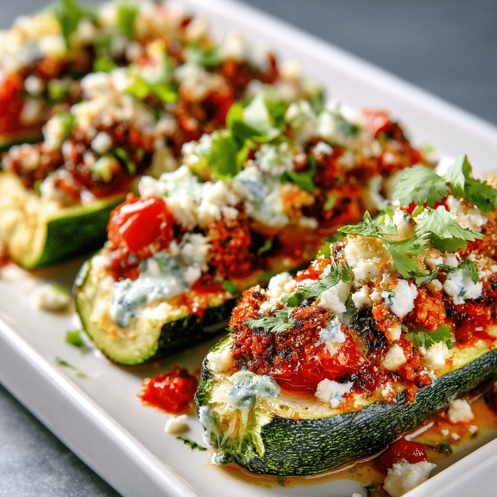Mediterranean Stuffed Zucchini Boats Recipe
