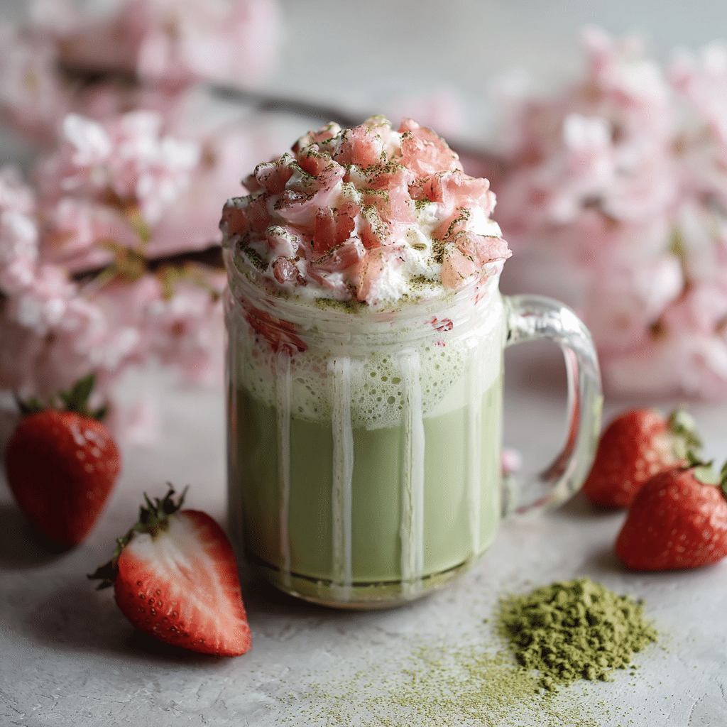 Strawberry Matcha Cloud Latte Recipe - Recipe Image