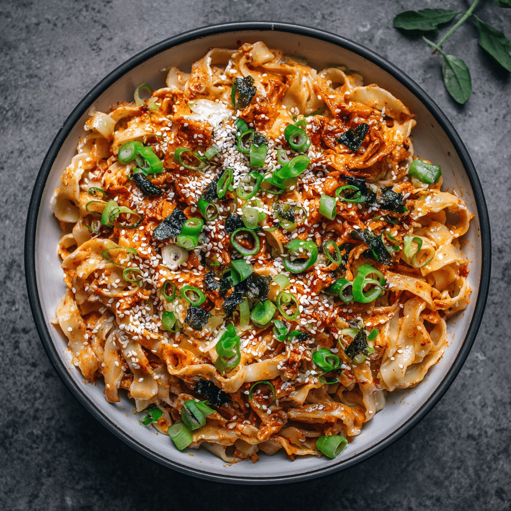 Korean Gochujang Alfredo Noodles Recipe - Recipe Image