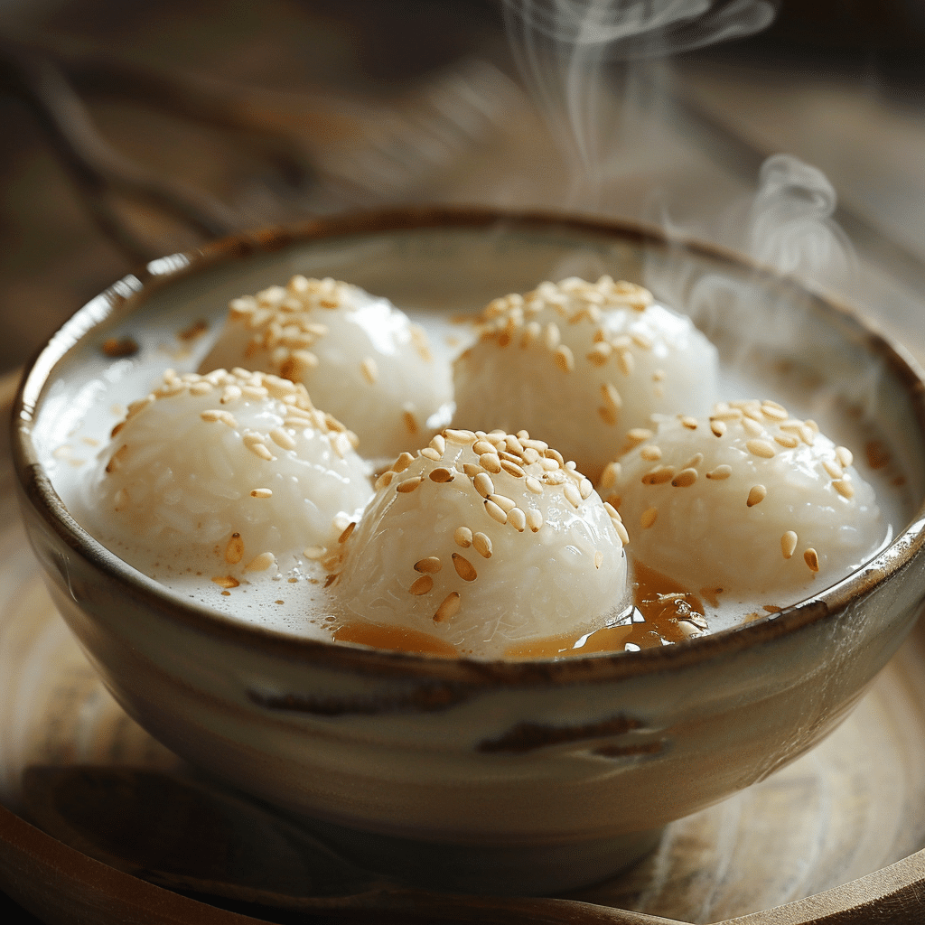 Honey Sesame Sweet Rice Balls in Coconut Milk Recipe - Recipe Image