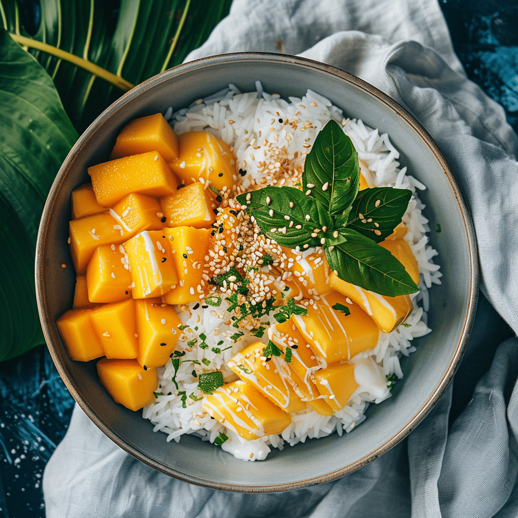Mango Sticky Rice Breakfast Bowl with Coconut Cream Recipe - Recipe Image