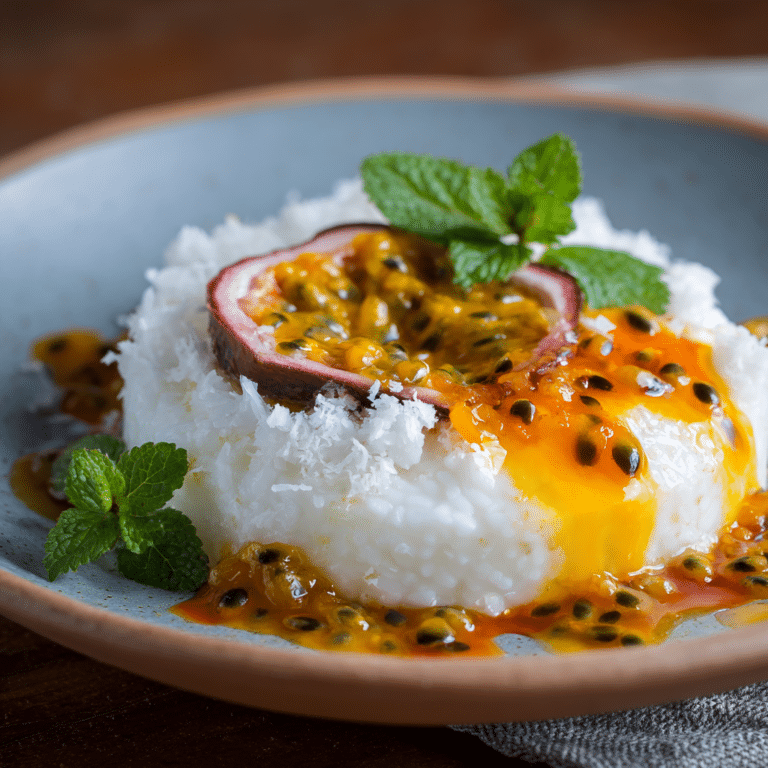 Coconut Rice Espuma with Passion Fruit Reduction Recipe