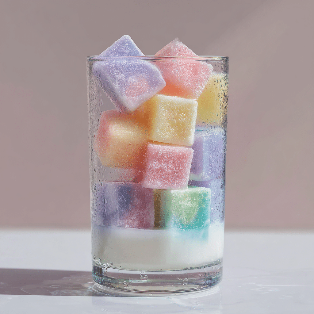 Frozen Rainbow Milk Cubes Drink Recipe - Recipe Image