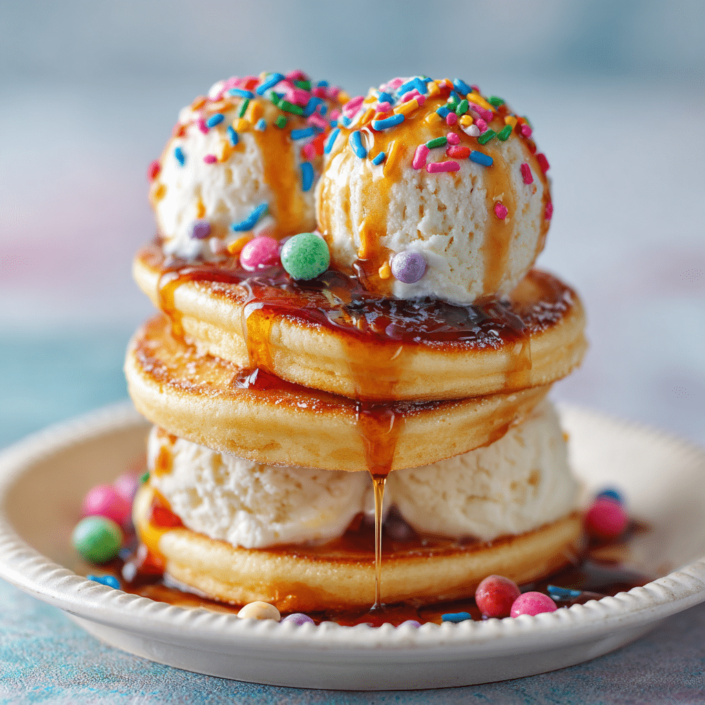 Mini Pancake Ice Cream Sandwich Stacks Recipe - Recipe Image