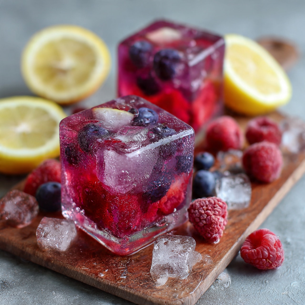 Berry Lemonade Ice Cubes Drink Recipe - Recipe Image