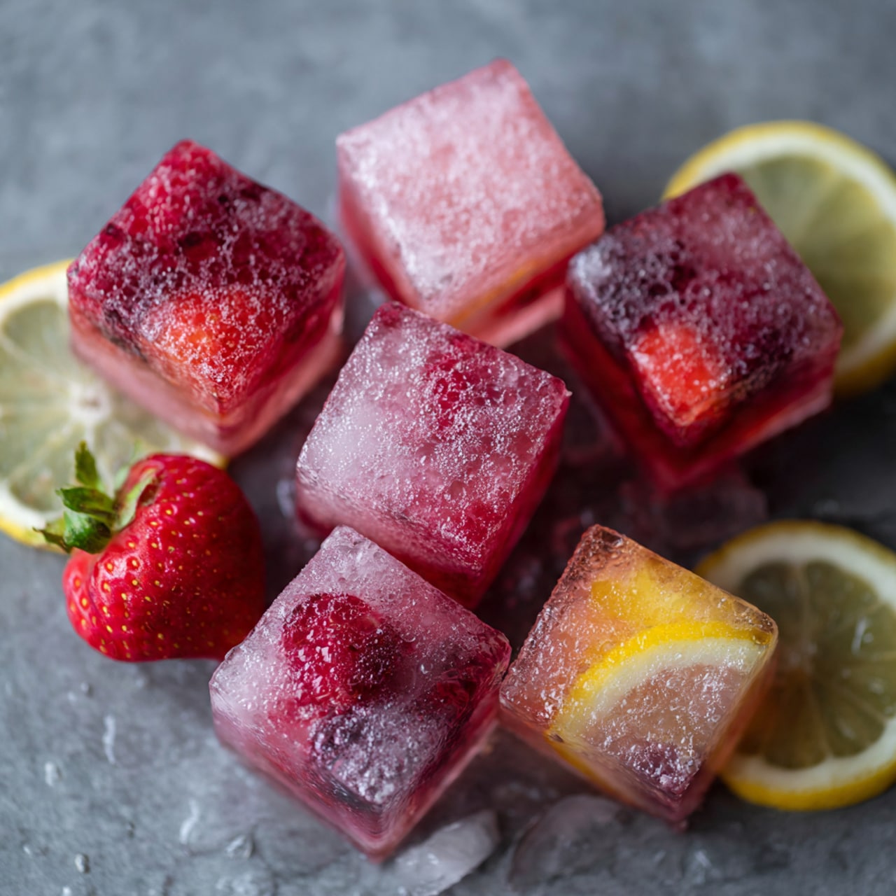 Berry Lemonade Ice Cubes Drink Recipe - Recipe Image
